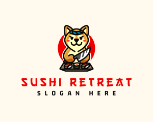 Cute Shiba Inu Sushi logo design