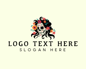 Floral Mexican Skull logo