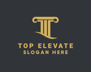 Column Structure Letter T logo design