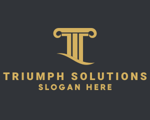 Column Structure Letter T logo design