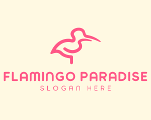 Flamingo Crane Bird logo design