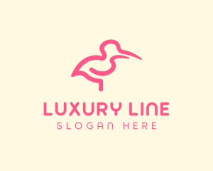 Flamingo Crane Bird logo design