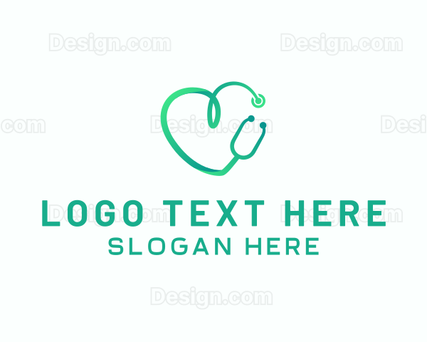 Stethoscope Heart Hospital Logo
