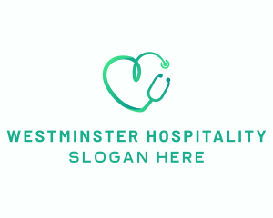 Stethoscope Heart Hospital logo design