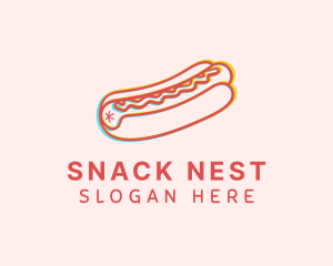 Hot Dog Snack Glitch logo design