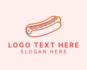 Bun - Hot Dog Snack Glitch logo design