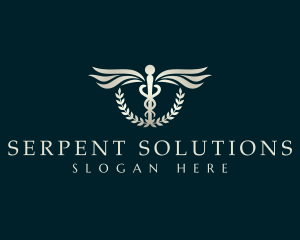 Medical Caduceus Leaves logo design