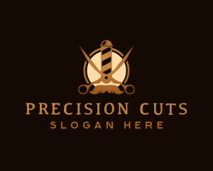 Barber Scissors Mustache logo design