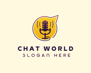 Podcast Mic Chat Forum logo design