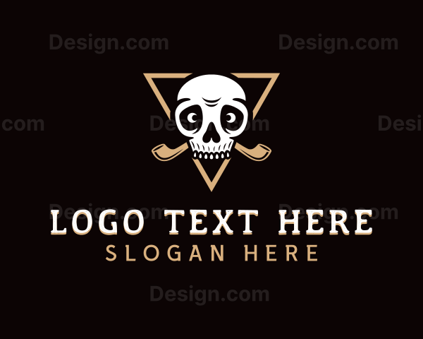 Skull Cigar Smoking Pipe Logo
