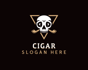 Skull Cigar Smoking Pipe logo design