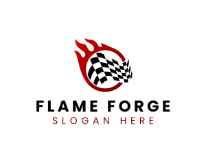 Fire Racing Flag logo design