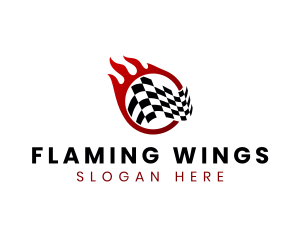 Fire Racing Flag logo design