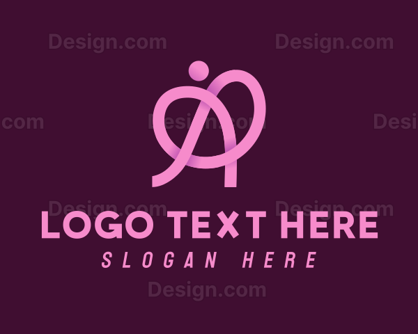 Pink Ribbon Knot Letter A Logo