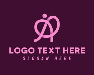 Pink Ribbon Knot Letter A logo