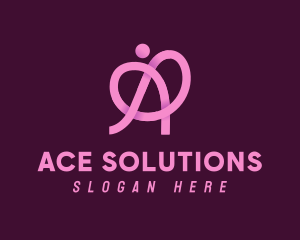 Pink Ribbon Knot Letter A logo design