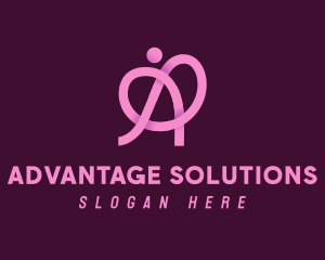 Pink Ribbon Knot Letter A logo design