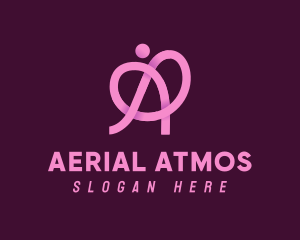 Pink Ribbon Knot Letter A logo design