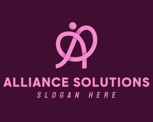 Pink Ribbon Knot Letter A logo design