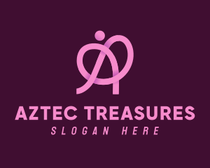 Pink Ribbon Knot Letter A logo design