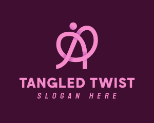 Pink Ribbon Knot Letter A logo