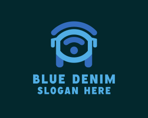 Blue Wifi Bus logo design