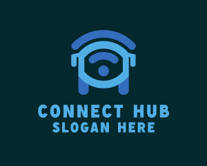 Blue Wifi Bus logo design