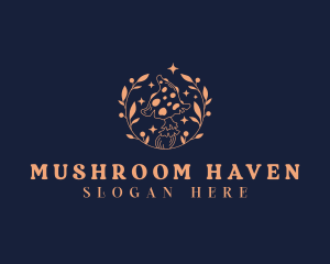 Mushroom Wreath Plant logo design