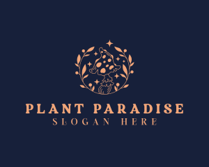 Mushroom Wreath Plant logo design