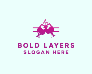 Electric Pink Cocktail Drink Bar  logo design