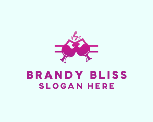 Electric Pink Cocktail Drink Bar  logo design