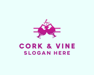 Electric Pink Cocktail Drink Bar  logo design