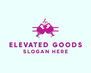 Electric Pink Cocktail Drink Bar  logo design