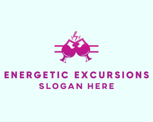 Electric Pink Cocktail Drink Bar  logo design