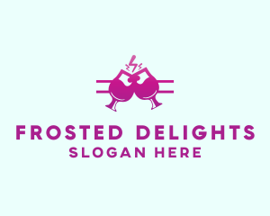 Electric Pink Cocktail Drink Bar  logo design