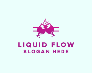 Electric Pink Cocktail Drink Bar  logo design