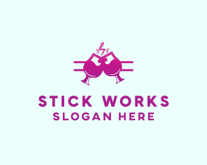 Electric Pink Cocktail Drink Bar  logo design