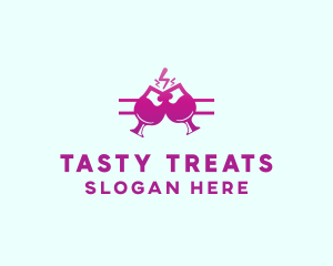 Electric Pink Cocktail Drink Bar  logo design