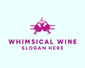 Electric Pink Cocktail Drink Bar  logo design