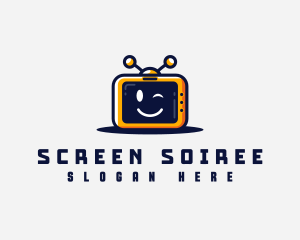 Cute TV Robot logo design