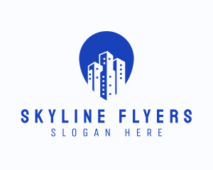 Skyscraper Building Location Pin logo design