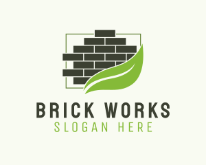 Leaf Brick Wall logo design