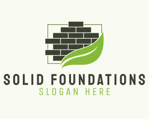 Leaf Brick Wall logo design