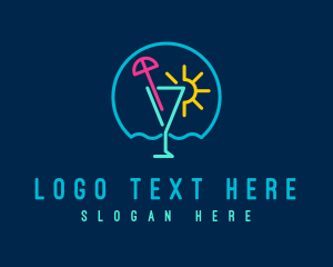 Neon Summer Cocktail Drink logo