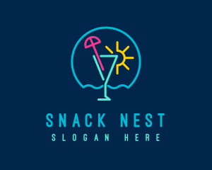 Neon Summer Cocktail Drink logo design