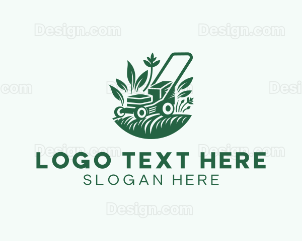 Grass Lawn Mower Gardening Logo