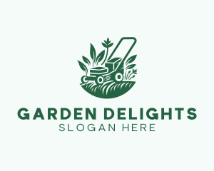 Grass Lawn Mower Gardening logo design