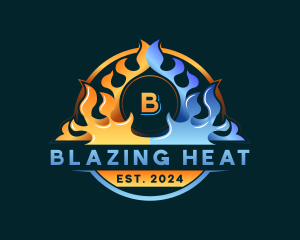 Flame Heating HVAC logo design