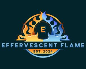 Flame Heating HVAC logo design