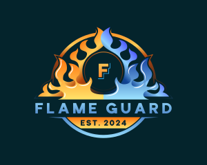 Flame Heating HVAC logo design